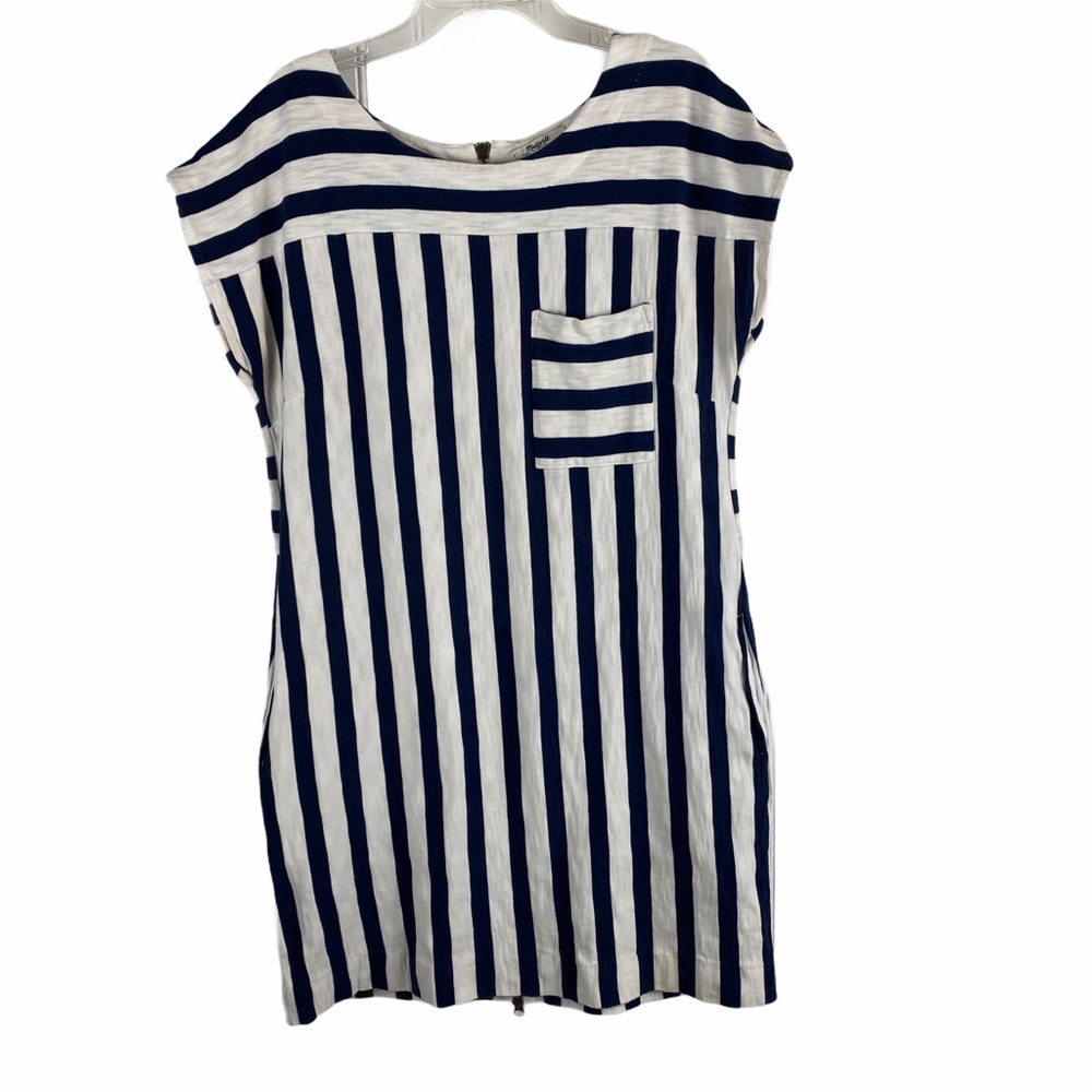 MADEWELL Navy & White Striped Dress